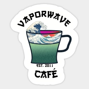 Vaporwave Aesthetic Great Wave Off Kanagawa Cafe Coffee Sticker